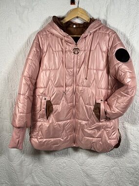 Women's Hooded Quilted Puffer Jacket in Blush Pink